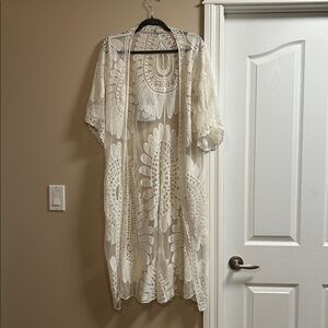 Lace Open-Front Kimono Cardigan